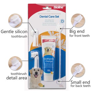 Bioline All in One Dental Care Pet Set Includes Toothbrush and Toothpaste (Beef or Mint) (6)