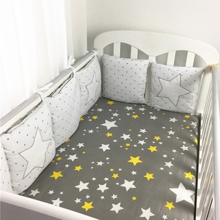 6/Set Embroidery Stars Crib Bumper Baby Cradle Bed Cot Side Cushion VT0533∧