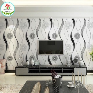 BHW Wallpaper Color Black/White Self-Adhesive Wallpaper PVC Waterproof K12