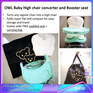 Owl Baby High Chair Converter / Travel Booster Seat / Baby Chair with free cushion and bagchair (1)