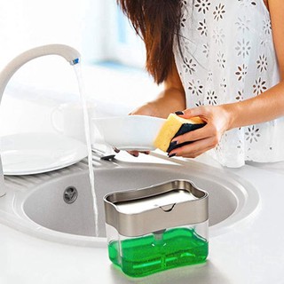 Dishwash Dispenser Sponge Box Tools Kitchen Manual Press LiquidSoap Pump Liquid Sponge Cad