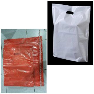 Thick White/Clear plastic bag BASE EXPAND with punch handle (+-100pcs)
