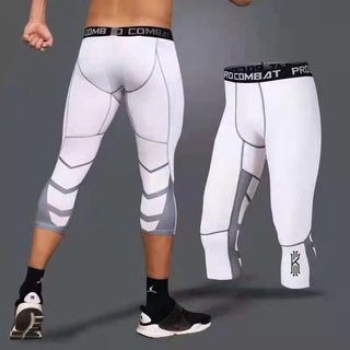 3/4 tights Cool Dry Sports Tights Pants Baselayer Running Leggings#805white