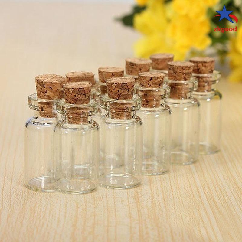 10pcs 1ml Tiny Small Clear Cork Glass Bottles Vials For Wedding Holiday Decoration Christmas Gifts