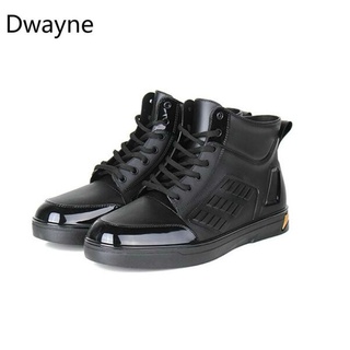 [fashion]Dwayne Men's Rainboots Waterproof Spring Winter Rain Shoes Men Rain Boy Water Rubber Black (3)