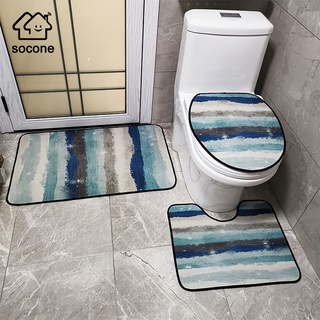 Socone 3pcs Set Non-slip Bathmat Bathroom Set Toilet Cover Absorbent Slip-resistant Doormart 4572 (5)