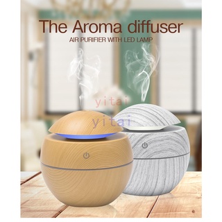 ✟✗❍Mini Air Humidifier Ultrasonic USB Aroma Diffuser Wood Grain LED Night Light Electric Essential O