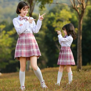 Korean Japanese Style School Girl Uniform Pleated School Student JK Uniform High Waist Sweet Plaid