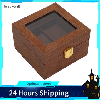 Beautywell Wooden 2 Grids Windowed Watch Display Box Jewellery Storage Organizer Case
