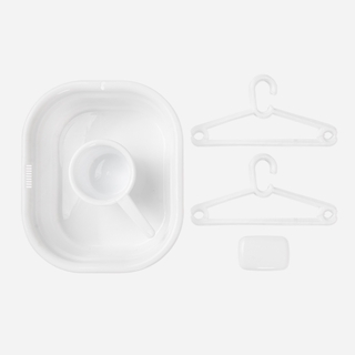 Mom & Baby Basin, Dipper, Soap Dish, and Hangers Set – White