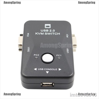 ☼☒☬AmongSpring 2 Port USB VGA KVM Switch Box For Mouse Keyboard Monitor Sharing Computer PC