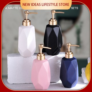 Modern porcelain bathroom kitchen shampoo bottle with pump ceramic liquid soap lotion dispenser