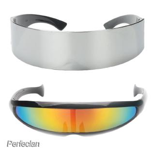 Pack of 2 Futuristic Cyclops Shield Sunglasses - Mirrored Lens Visor Narrow Cyclops - Novelty Party (1)