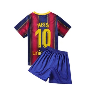 Barcelona FC #10 Messi Kids Jersey Jersi Football Soccer Uniform Sportswear 20-21 AKb6