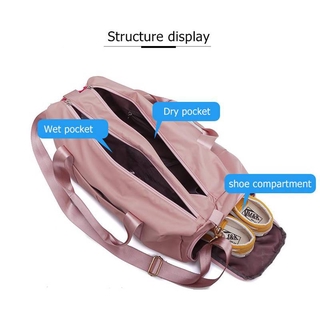 Women Travel Bag Waterproof Weekender Bags Oxford Cloth Luggages Handbag Shoulder Bag Traveling Bag Dry and Wet Separation Sport Bag Fitness Bag Gym Totes for Men Women ( Pink/Black) (2)