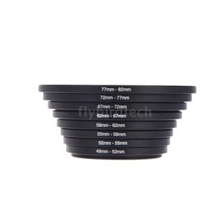 8pcs Filter Step Up Rings Adapter 49-52-55-58-62-67-72-77-82mm 49mm-82mm