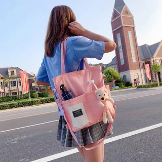 Canvas bag schoolgirl handbag carrying book bag shoulder canvas bag handbag messenger cloth bag (2)