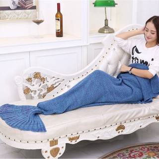 home Women Knitted Mermaid Sofa Blanket Mat Carpet (6)