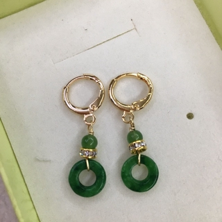 USA 10k gold Jade earrings