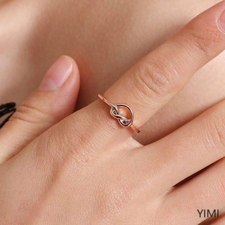 Girl Simple Fashion Love Ring Stainless Steel Heart-shaped Knot Ring Titanium Ring-YIMI