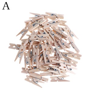WEIJIAO 50PCS 25mm Mini Wooden Clips Photo Clips Clothespin Clips DIY Craft Home Decor