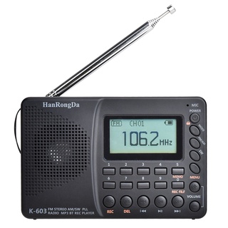 Audio HRD-603 Portable Radio Pocket AM/FM/SW/BT/TF Pocket Radios USB MP3 Digital Recorder Support TF