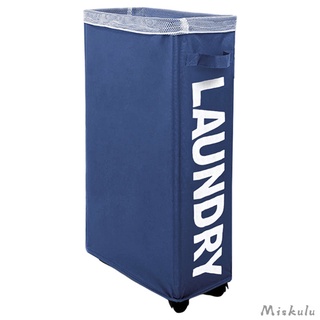 [12] Collapsible Dirty Clothes Hamper with Caster Wheels Rolling with Handle Rectangular Bag Clothes Laundry Basket Laundry Hamper for Dorm Living Room