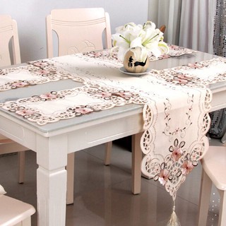 Xianggelila Embroidered Flower Tassel Table Runner Tablecloth Mat Home
