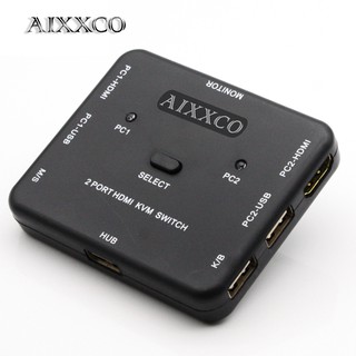 AIXXCO HDMI KVM Switch 1.4v Switcher 2 Port PCs Sharing 2 Devices for Keyboard Mouse Printer Monitor