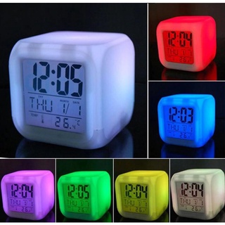 LED Digital alarm clock Changing light 7 color change portable clock cube backlight