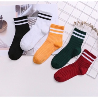 Korean Ulzzang Sock Mid Cut Students Ordinary Sock Set Of 5 (1)