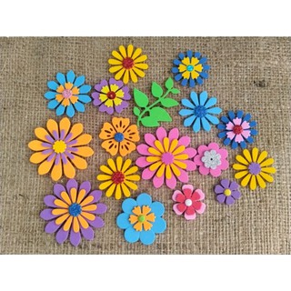 Mixed foam flowers without adhesive (8-10 pieces)