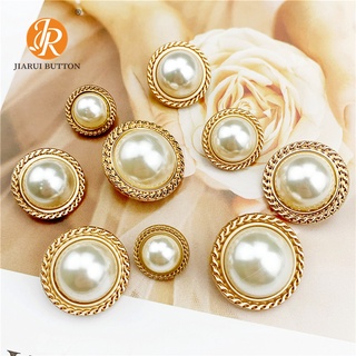 Swiss's Retro British Style Metal Buttons Chanel's Style Pearl Button 6NO8