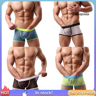 [FN] Men Sexy Breathable Mesh See Through Briefs Boxer Shorts Elastic Waist Underwear