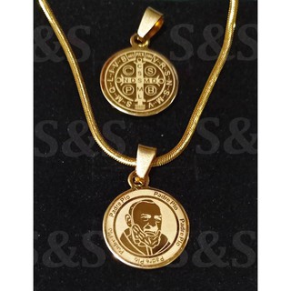 Padre Pio gold-plated and white stainless steel nacklacce high quality gift (free box)