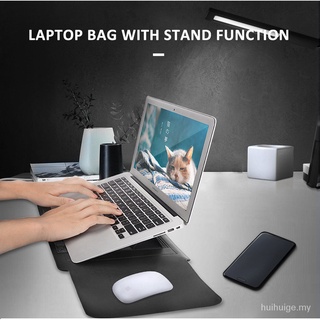 Laptop stand bag/Pouch Leather Sleeve magnets Case with holder function For Laptop macbook 11 12 13