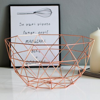 READY STOCK-New Nordic Storage Baskets Gold Metal Art Snacks Candy Fruit Basket for Living Room Desktop Kitchen (4)