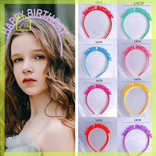 8 Colors Happy Birthday Headbands Kids Female Plastic Headwear Candy Colorful Headband Kids Hairband Hair Accessories