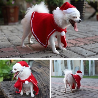 Christmas Pet Clothes Costumes Cloak with Santa Claus Hat for Dog Cat Decoration (6)