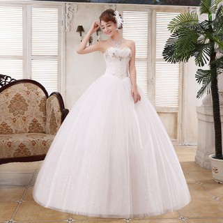 New Bride Wedding Dress Fashion Women White Luxury Lace Strapless Maxi Dresses kcCk