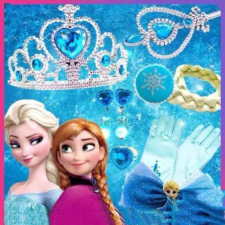 Frozen Elsa Anna Accessories Set Wand Crown Gloves Wig Terno For Kids Girl Baby Birthday Accessories
