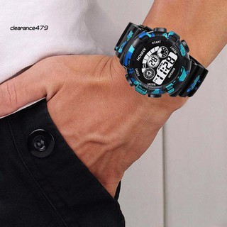 CARA_Fashion Camouflage Sports Backlight Alarm Date Week Digital Wrist Watch for Men