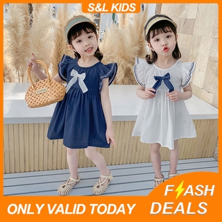 Baby Girl Dress Ruffle Short Sleeve Summer Dress for Kids Girl Skirt for Kids Cute Bow A-line Dress for Kids Toddler Dress