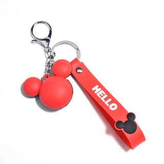 Cute Doll Mickey Head Villus Car Key Chain Bag Key Ring Silica Gel Keychain (4)