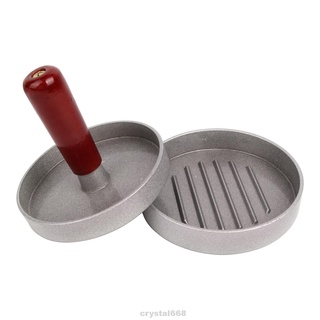 Aluminum Alloy Round Multifunction Party Grilling With Wood Handle Burger Meat Mold