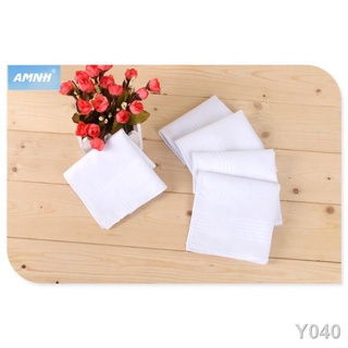 ▬♘12 PCS Plain White Handkerchiefs (42*42cm)
