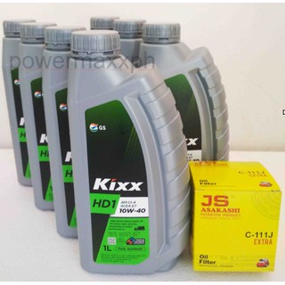 Kixx 7L 10W-40 Fully Synthetic Change Oil Bundle Fortuner Innova Hiace Hilux with JS Asakashi C-111J
