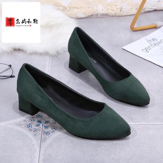 Good quality and many sizes▲✻Free shipping is of good quality◄✽❒35-41 Sizes Women's High Heels Pumps Ladies Black Suede Mid-heeled Pointed Shoes Korean Rubber Shoes 277