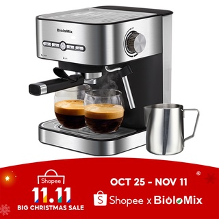 BioloMix Semi Automatic Espresso Coffee Machine Coffee Maker with Milk Frother1050w/20 Bar
