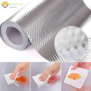 ✨GM✿ Self Adhesive Waterproof Oil-proof Aluminum Foil Wallpaper Kitchen Stove Wall Sticker